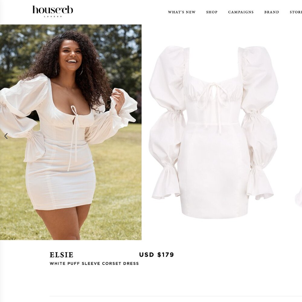 House of CB Elsie Puff Dress White Medium